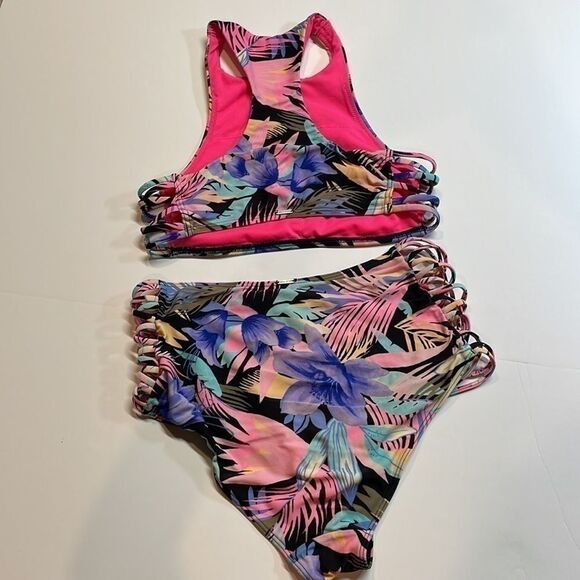 Hollister women’s two piece bathing suit. Tropical print. L/M - Picture 8 of 13